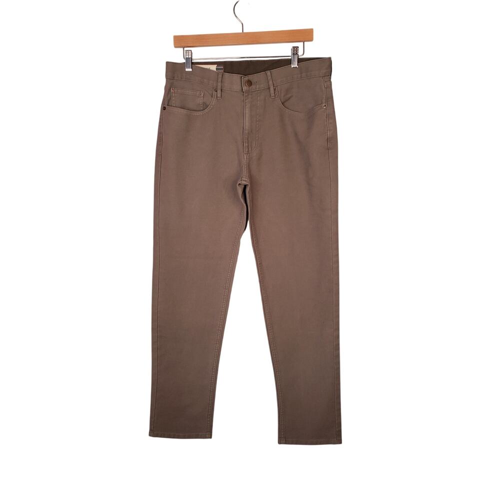 Marine Layer Slim Straight Fit 5 Pockets Twill Pants Brown Stretch Size 32 x 30